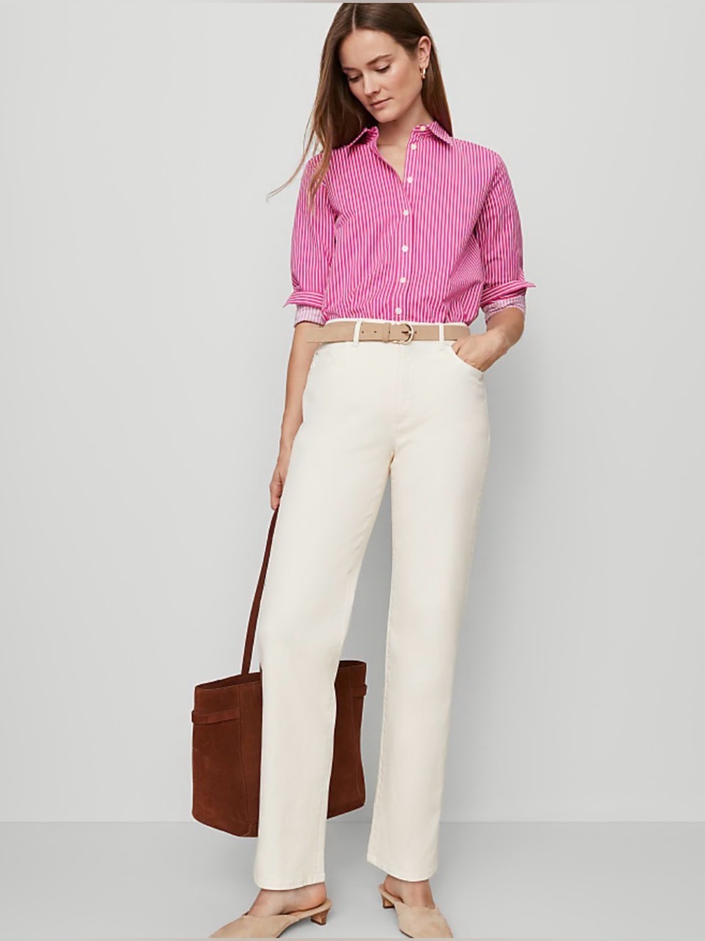 Ann Taylor The Perfect Straight Jean in Ivory Size 12P Curvy